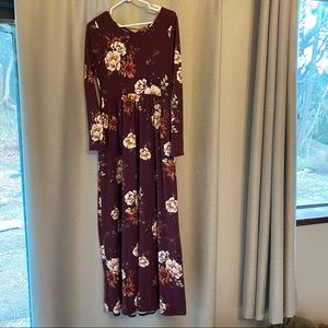 Pink Blush Long Sleeve Maxi Maternity Dress